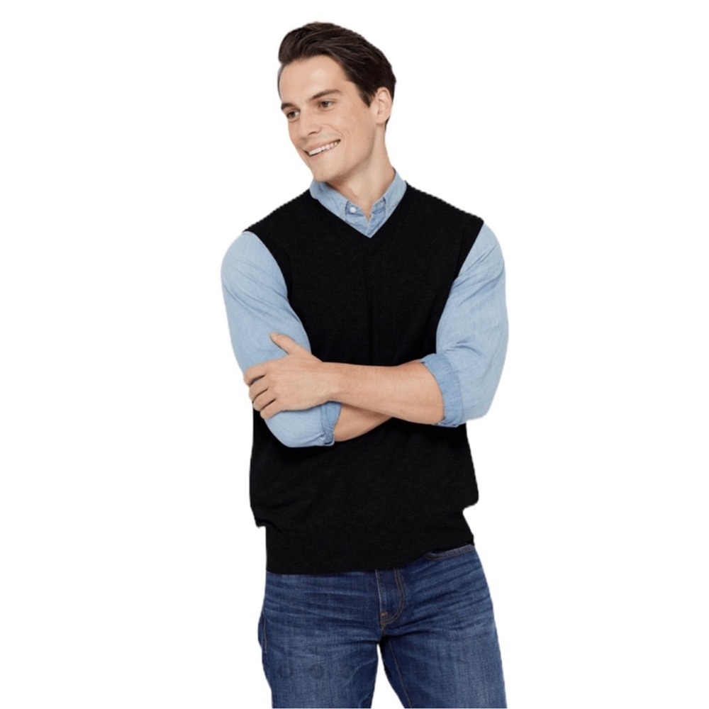 Patrick James Reserve Cashmere Black V-Neck Sweater Vest